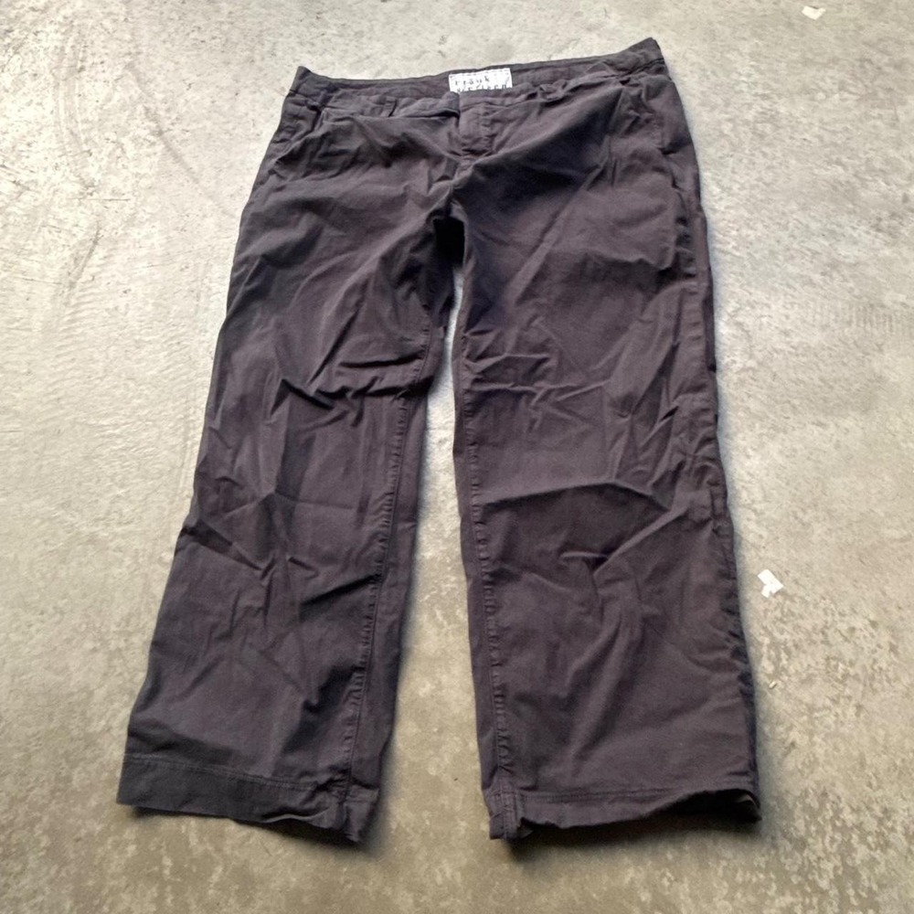 Frank & Eileen Size 14 Blackrock Pants Italian Utility Washed Black Raw Hem USA